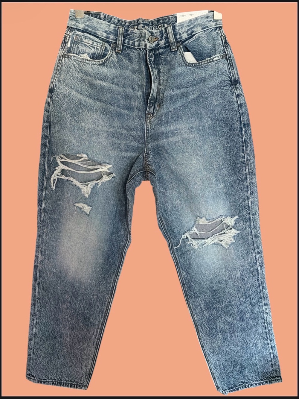 NWT AMERICAN EAGLE Distressed High-Rise CURVY Mom Jeans